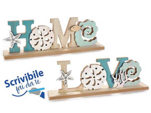 Panneau en bois coloré à décor marin à placer au mur