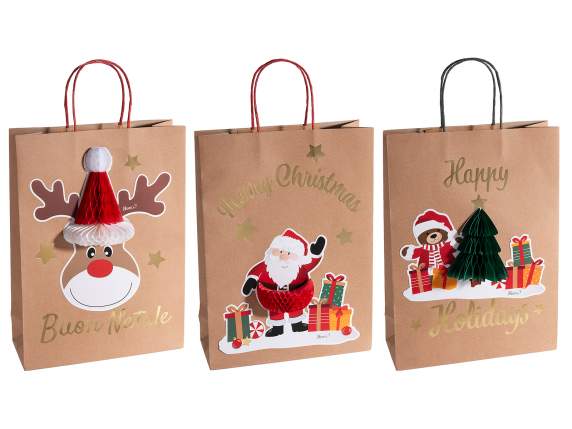 Large kraft paper bag-envelope with handles and 3D decoratio