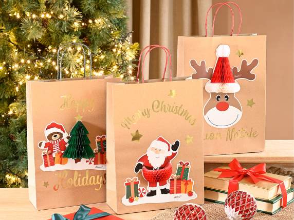 Large kraft paper bag-envelope with handles and 3D decoratio