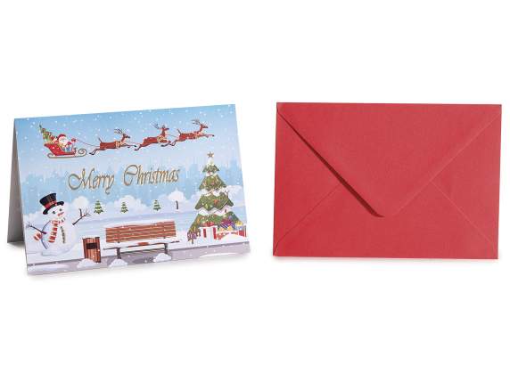 Pop-up greeting card with gold details and colorful envelope