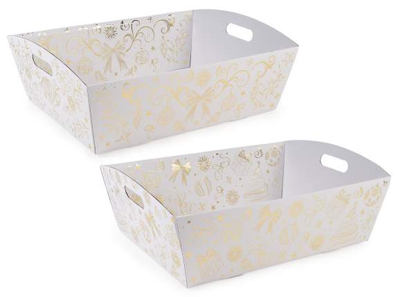 Large paper tray with handles and Christmas decorations