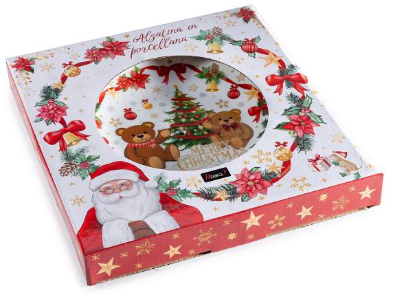 Christmas porcelain cake stand with decorations