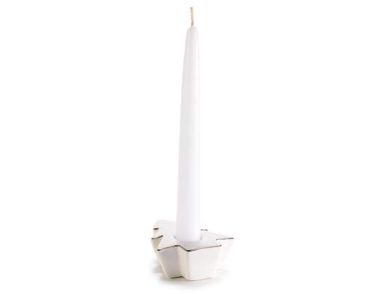 Porcelain Christmas candle holder with golden details