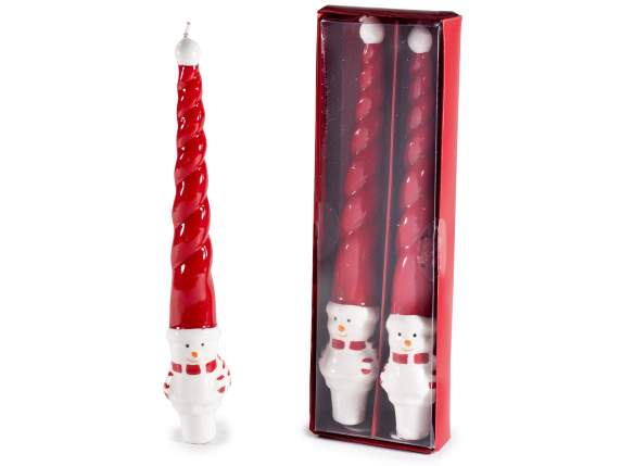 Box of 2 snowman torchon candles