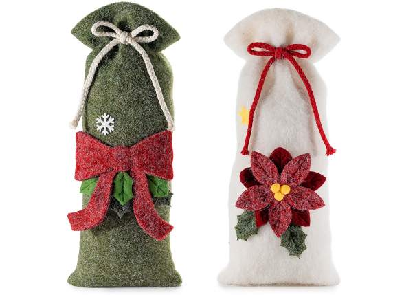 Cloth bag with embossed Christmas decorations and drawstring