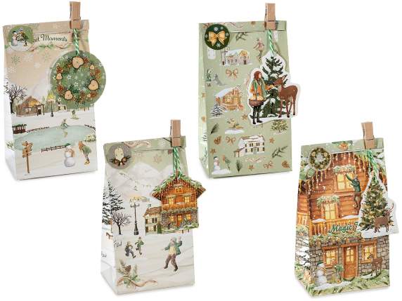 Christmas paper bag with clip, tag and sticker