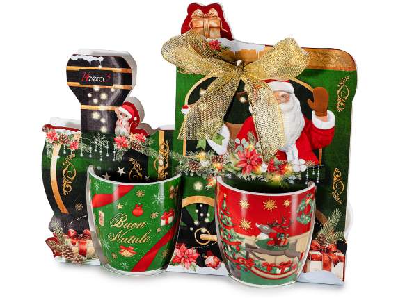 Pack of 2 70ml porcelain Christmas cups with gold details