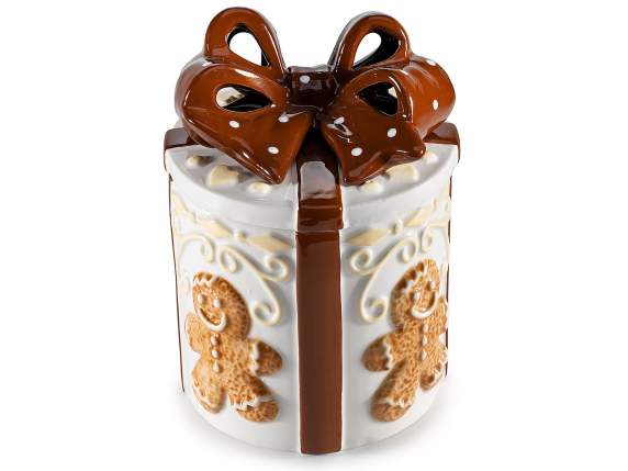 Ceramic food jar with gift package and reliefs