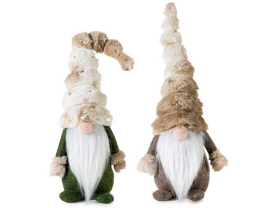 Soft fabric gnome with decorated hat to place on a table