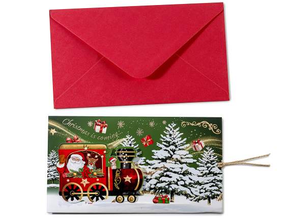 Sliding Christmas greeting card with envelope