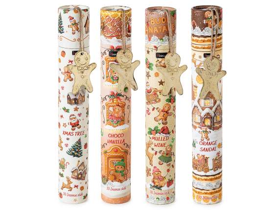 Tubular pack of 30 incense sticks with metal incense holder