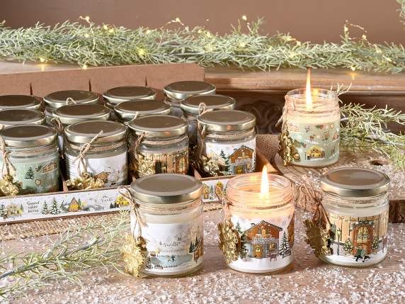 Christmas scented candle in a glass jar with pendant