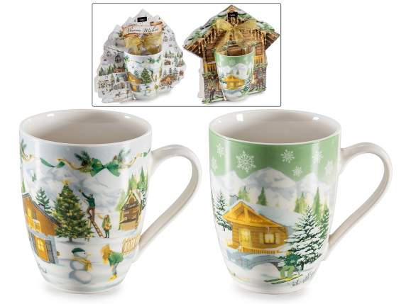 300 ml porcelain mug with snowy landscape decoration