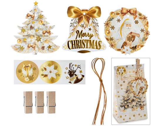 Christmas paper bag with clip, tag and sticker