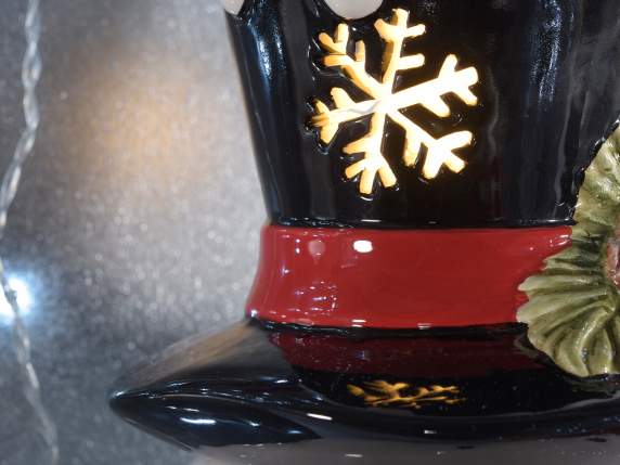 Ceramic snowman food jar with LED lights