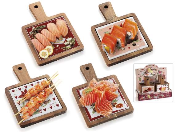 Acacia wood and ceramic cutting board