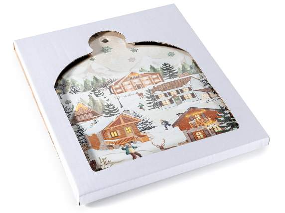 Christmas trivet in glossy ceramic on a cork base