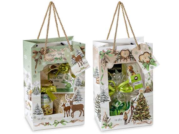 Christmas paper bag-envelope with handles, window and tag