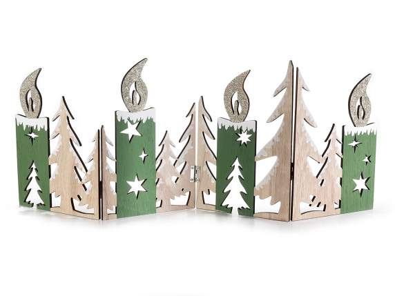 Folding fence w-trees and candles w-glitter details