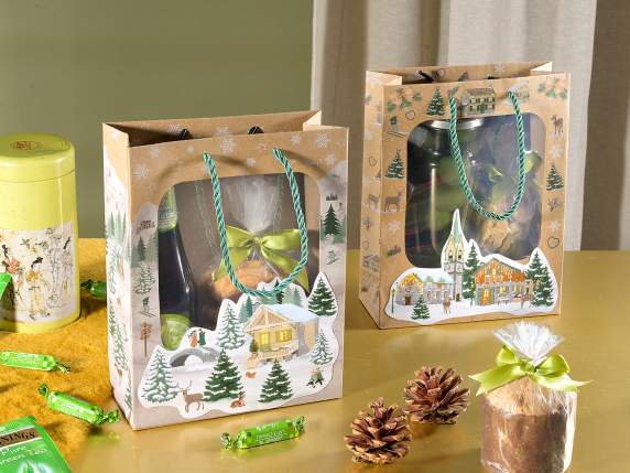 Medium Christmas Kraft Paper Bag-Envelope with Window