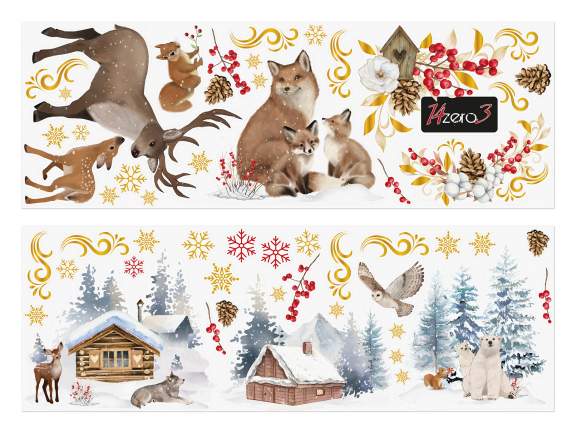 Set of 2 sheets of electrostatic Christmas window stickers w