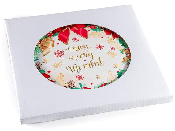 Ceramic trivet with cork base in a Christmas wreath