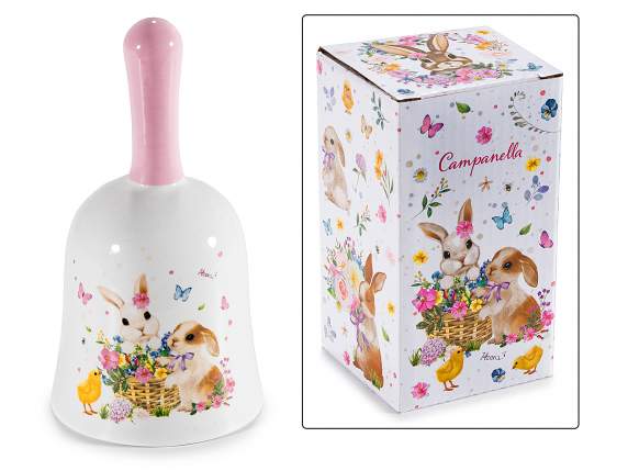 Ceramic bell with bunny decorations