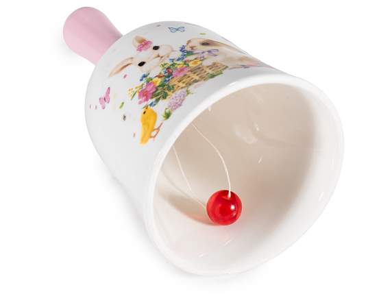 Ceramic bell with bunny decorations