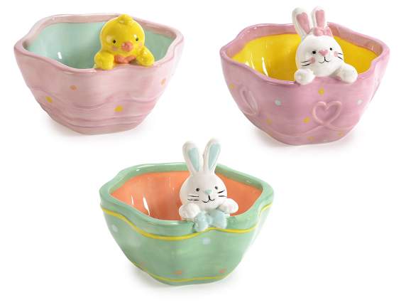 Colored ceramic container with Easter animal