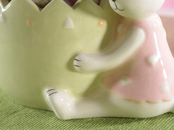 Ceramic egg container with bunny