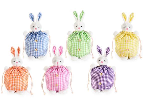 Sweets bag with rabbit and checked fabric