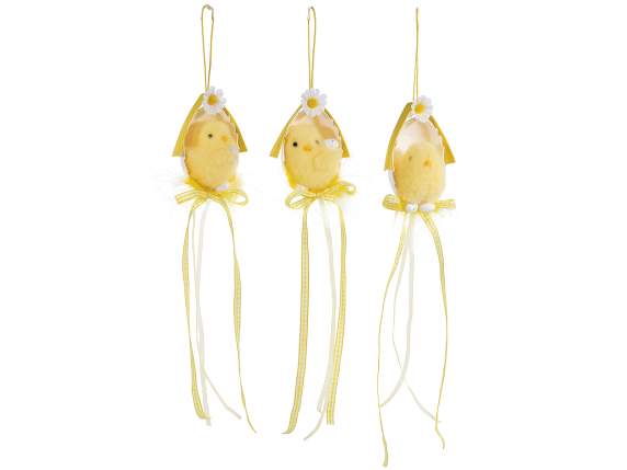 Soft eco-fur chick with hanging pendants