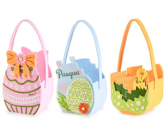 Happy Easter cloth bag with embossed decorations