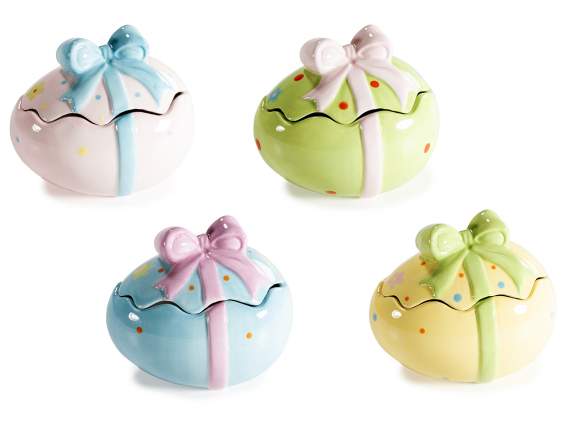 Egg-shaped ceramic food jar for sweets