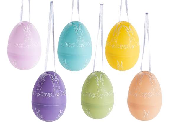 Colorful hanging Easter egg with rabbit print