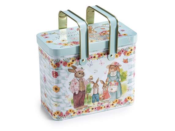 Metal food box with handles and Easter print