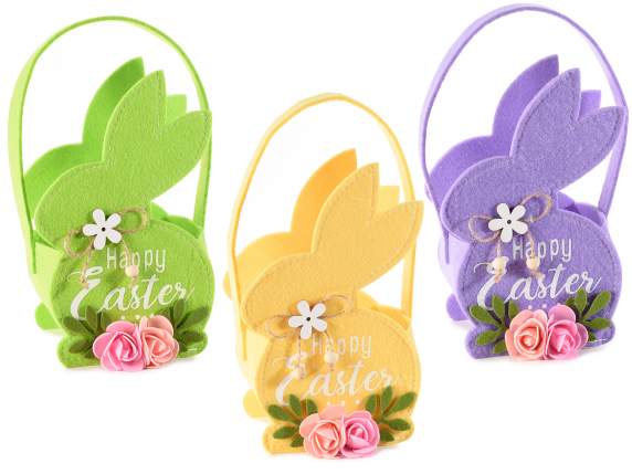 Colorful rabbit cloth handbag with embossed decorations