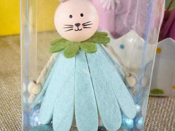 Bunny with flower dress in cloth to hang