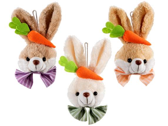 Rabbit candy holder with bow tie, carrot and hanging zip