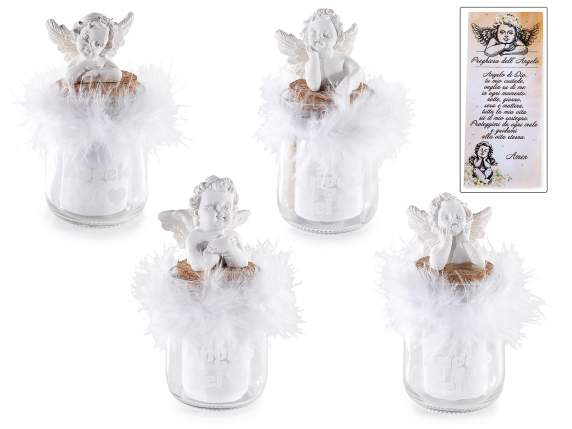 Glass jar with resin angel with prayer inside