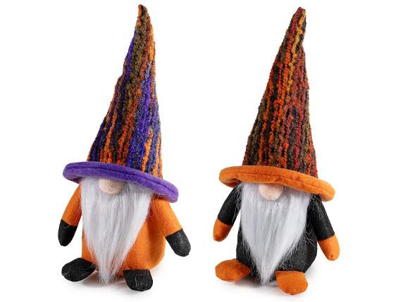 Halloween gnome made of fabric with hat to stand on