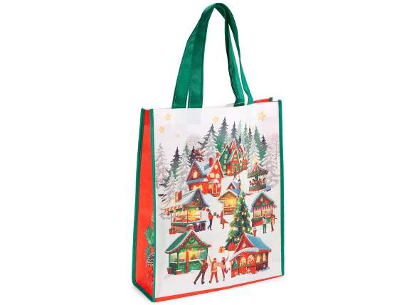 Non-woven fabric bag with Christmas print
