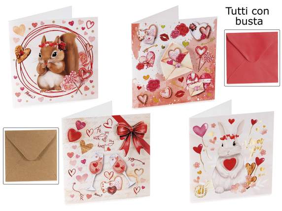 Valentines Day greeting card with animal print and envelope