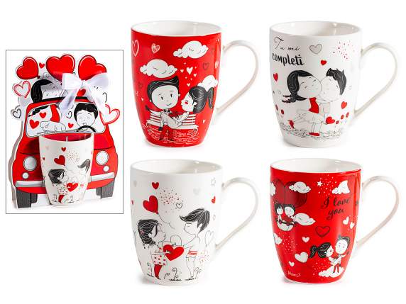 300 ml porcelain mug with loving couple decorations