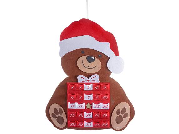 Teddy bear advent calendar in cloth to hang