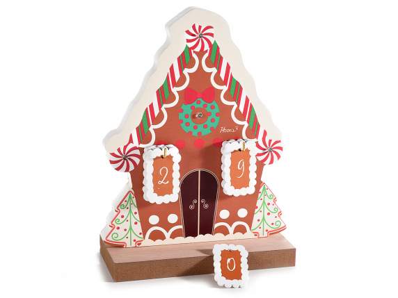 Gingerbread house wooden advent calendar with LED lights