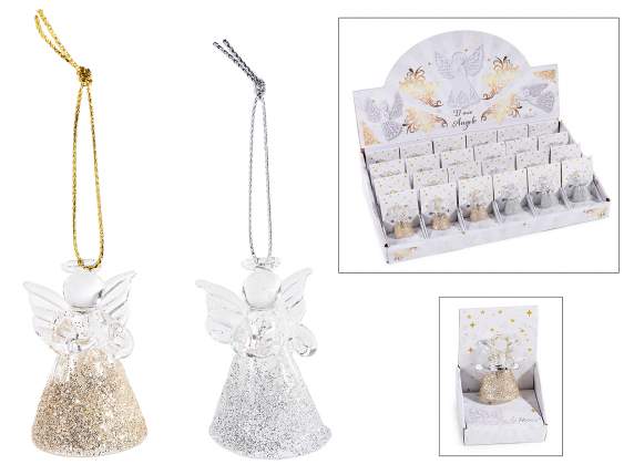 Hanging Glass Angel with Glitter