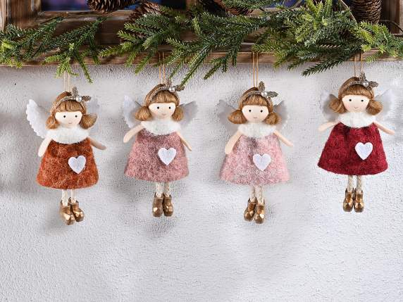 Long legged angel with cloth dress and hanging heart