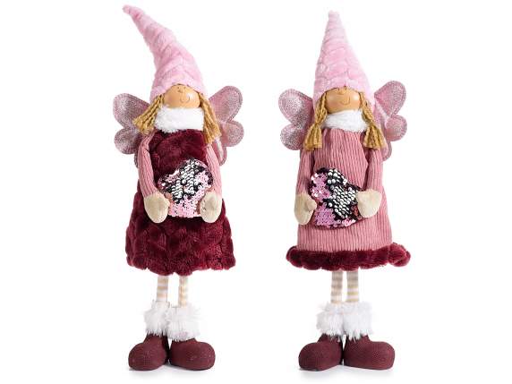 Cloth angel w-quilted hat w-sequins heart