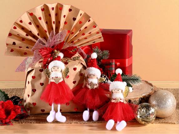 Long legged angel with red tulle dress to hang